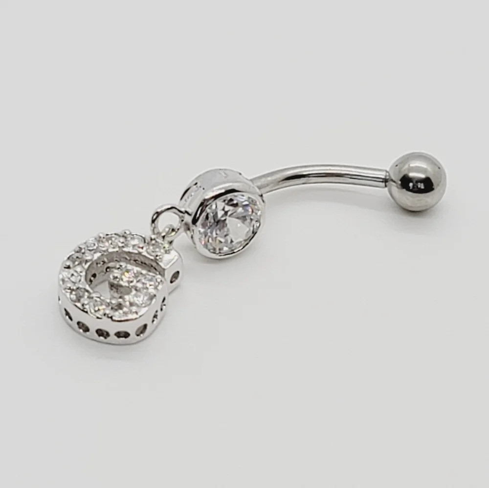 New 925 Sterling Silver Initial belly button ring "G"
